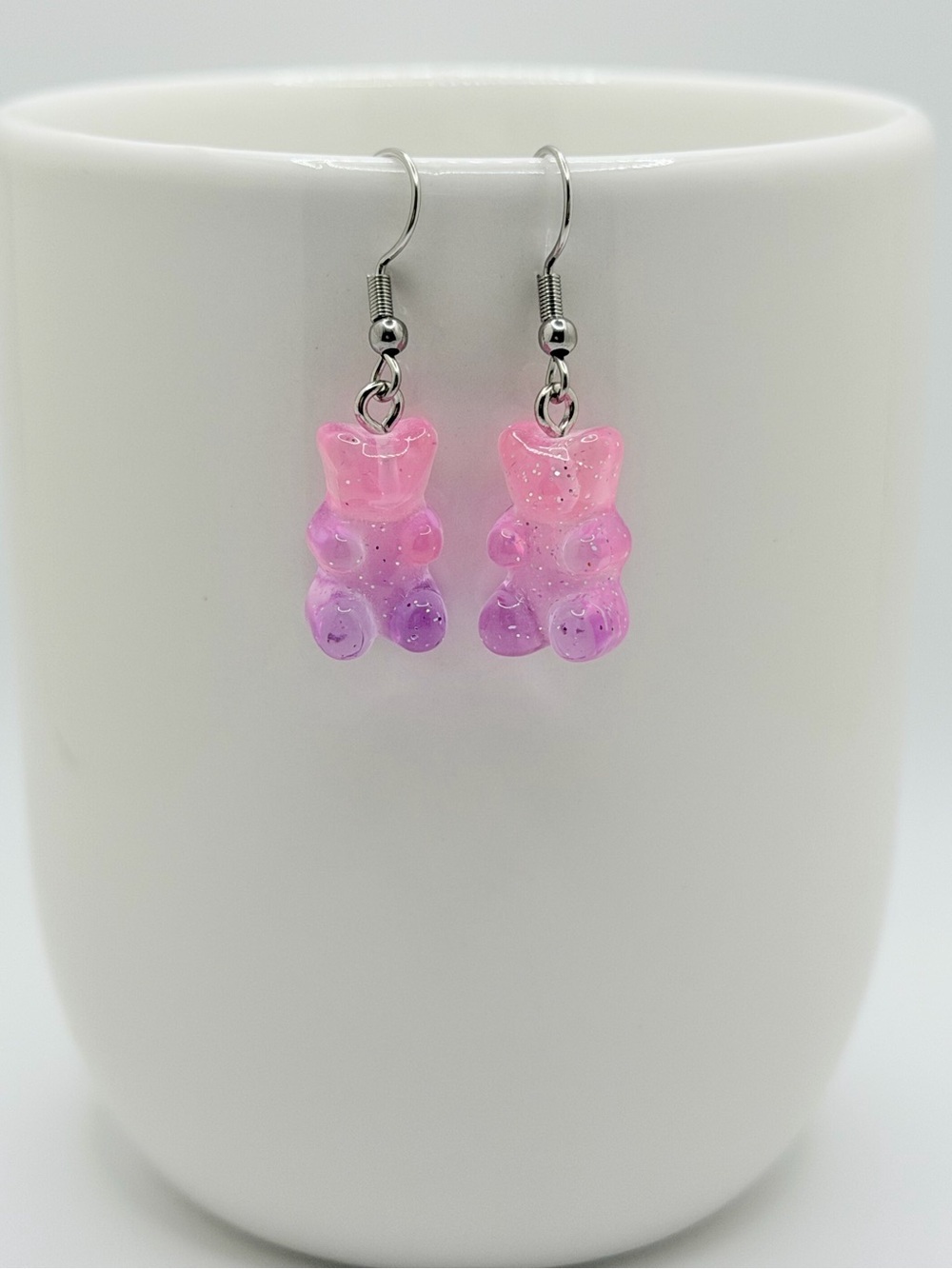 5 for $30 ✨ Pink to Purple Gummy Bear Drop Earrings Handmade Y2K Festive Jewelry